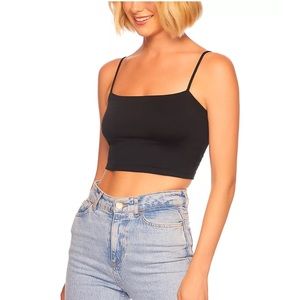 NWOT Susana Monaco Essential String Crop Top Black Sz. M